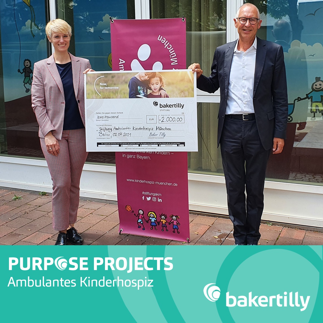 Baker Tilly Stiftung unterstützt Ambulantes Kinderhospiz München mit 2.000 Euro