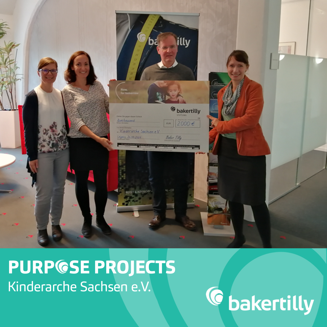 Baker Tilly Stiftung unterstützt Kinderarche Sachsen e. V. mit 2.000 Euro
