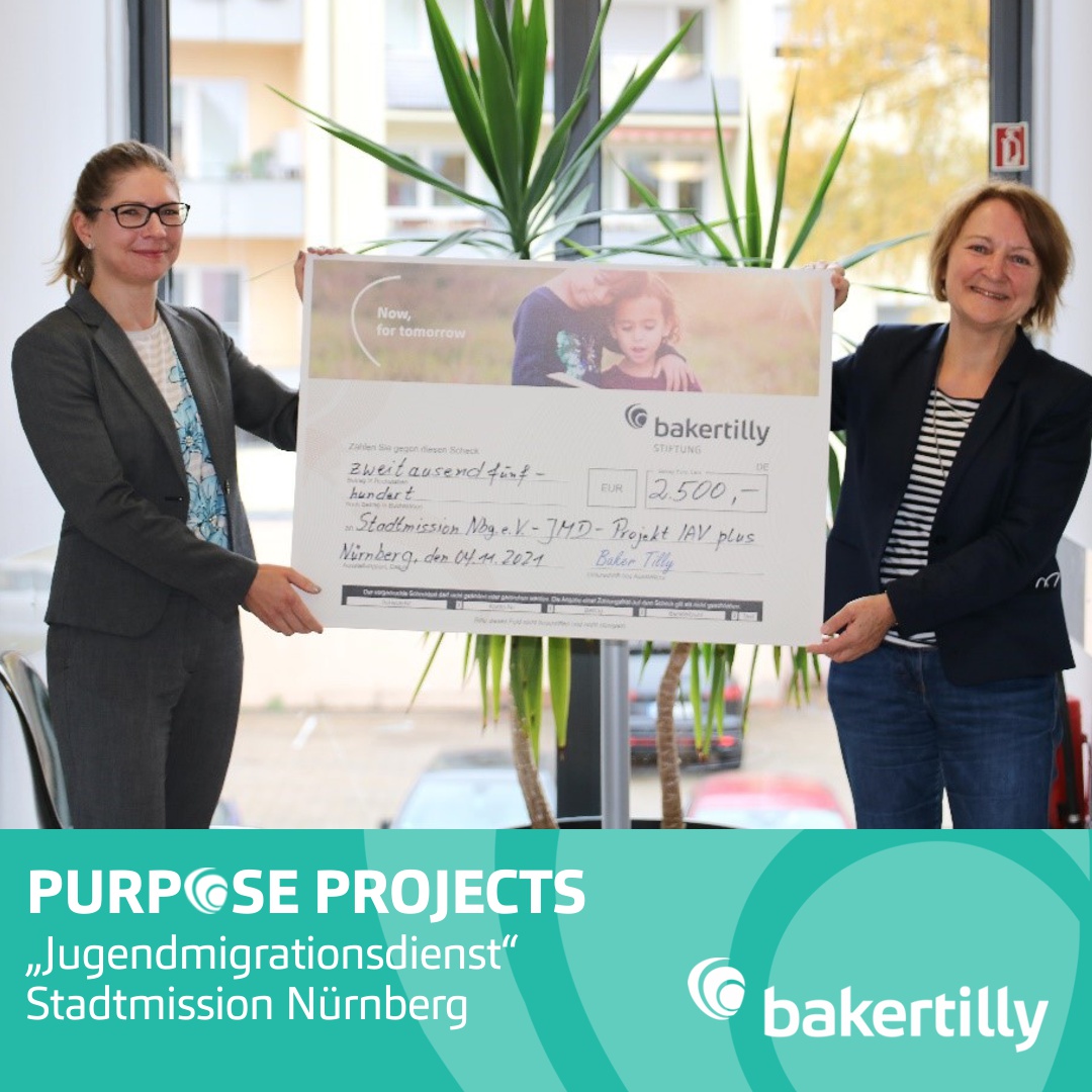 Baker Tilly Stiftung fördert Stadtmission Nürnberg mit 2.500 Euro  
