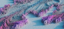 3D-Rendering: Eine 3D-Histogramm und Violett und Blau, das aussieht, wie ein Gebirge.
