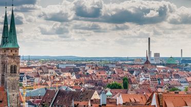 Ein Blick in Vogelperspektive auf Nürnberg 